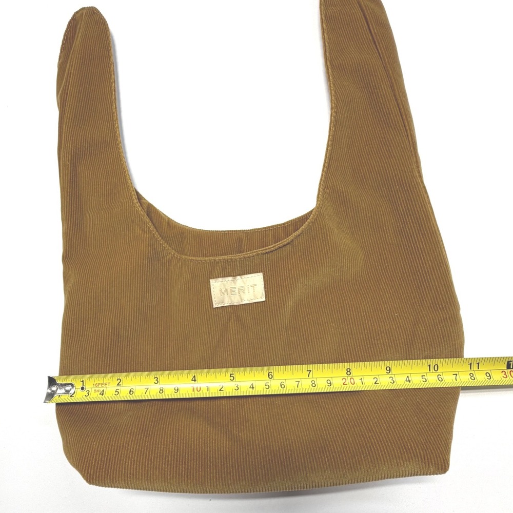 MERIT Corduroy Shoulder‎ Bag Brown Minimalist Slouch Tote Boho - Picture 3 of 6
